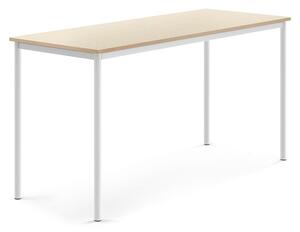 AJ Produkty Stůl BORÅS, 1800x700x900 mm, bílé nohy, HPL deska, bříza
