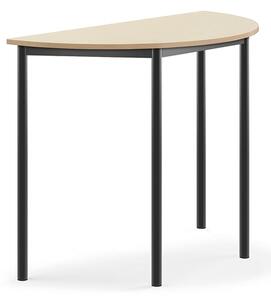 AJ Produkty Stůl BORÅS, půlkruh, 1200x600x900 mm, antracitově šedé nohy, HPL deska, bříza