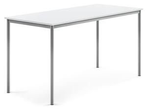 AJ Produkty Stůl SONITUS, 1800x800x900 mm, stříbrné nohy, HPL deska tlumící hluk, bílá