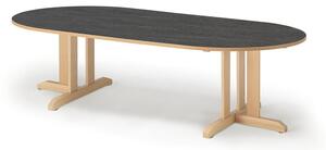 AJ Produkty Stůl KUPOL, 2000x800x500 mm, oválný, akustické linoleum, bříza/tmavě šedá