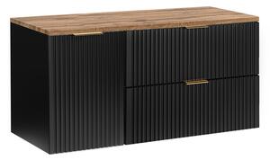 Comad Závěsná skříňka pod umyvadlo Casad s deskou 120 cm dub wotan/černá