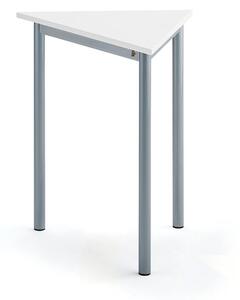 AJ Produkty Stůl SONITUS TRIANGEL, 700x600x720 mm, stříbrné nohy, HPL deska tlumící hluk, bílá