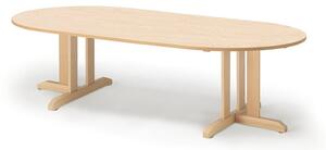 AJ Produkty Stůl KUPOL, 2000x800x500 mm, oválný, akustické linoleum, bříza/béžová