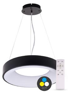 T-LED SMART TUYA Černé závěsné LED svítidlo kulaté 380mm 32W CCT s DO 105566