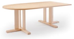 AJ Produkty Stůl KUPOL, 1800x800x600 mm, půlovál, akustické linoleum, bříza/béžová