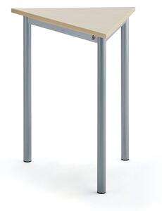 AJ Produkty Stůl SONITUS TRIANGEL, 700x600x720 mm, stříbrné nohy, HPL deska tlumící hluk, bříza