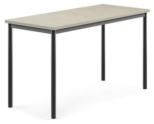 AJ Produkty Stůl SONITUS, 1400x600x760 mm, antracitově šedé nohy, deska s linoleem, šedá