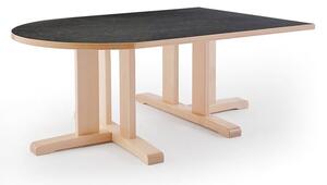 AJ Produkty Stůl KUPOL, 1400x800x500 mm, půlovál, akustické linoleum, bříza/tmavě šedá