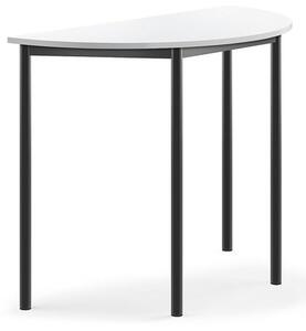 AJ Produkty Stůl BORÅS, půlkruh, 1200x600x900 mm, antracitově šedé nohy, HPL deska, bílá