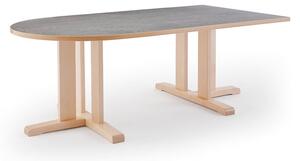AJ Produkty Stůl KUPOL, 1800x800x600 mm, půlovál, akustické linoleum, bříza/šedá