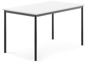 AJ Produkty Stůl SONITUS, 1400x800x760 mm, antracitově šedé nohy, HPL deska tlumící hluk, bílá