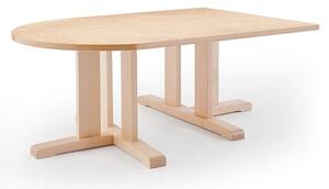 AJ Produkty Stůl KUPOL, 1400x800x500 mm, půlovál, akustické linoleum, bříza/béžová