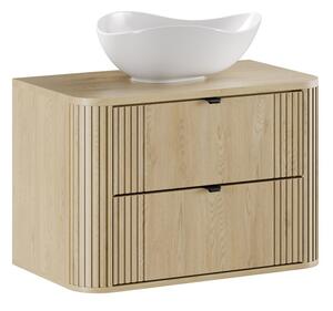 Comad Závěsná skříňka Ovalia Cloud s deskou a umyvadlem 80 cm dub Cremona