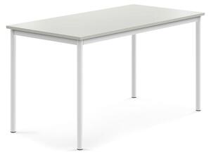 AJ Produkty Stůl SONITUS, 1400x700x720 mm, bílé nohy, HPL deska tlumící hluk, šedá