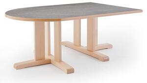 AJ Produkty Stůl KUPOL, 1400x800x500 mm, půlovál, akustické linoleum, bříza/šedá