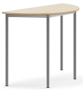 AJ Produkty Stůl BORÅS, půlkruh, 1200x600x900 mm, stříbrné nohy,HPL deska, bříza