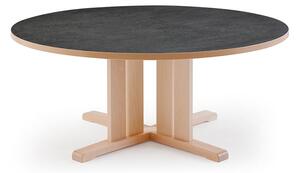 AJ Produkty Stůl KUPOL, Ø1300x600 mm, akustické linoleum, bříza/tmavě šedá