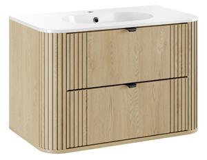 Comad Závěsná skříňka Ovalia Pure s umyvadlem 80 cm dub Cremona