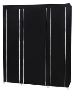 Úložná látková skříň s policemi a šatní tyčí MATIS 150x175x45 cm černá