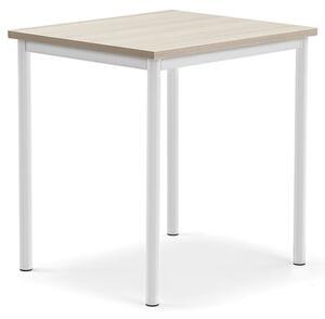 AJ Produkty Stůl BORÅS PLUS, 700x600x720 mm, bílé nohy, HPL deska, jasan