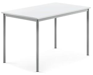 AJ Produkty Stůl BORÅS, 1200x800x760 mm, stříbrné nohy, HPL deska, bílá