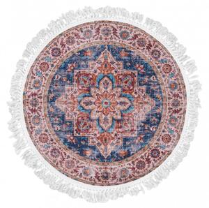 Makro Abra Kulatý koberec CHENILLE PRINTED Y-169A Klasický hnědý modrý Rozměr: průměr 120 cm