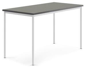 AJ Produkty Stůl SONITUS, 1600x800x900 mm, bílé nohy, deska s linoleem, tmavě šedá