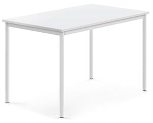 AJ Produkty Stůl SONITUS, 1200x800x760 mm, bílé nohy, HPL deska tlumící hluk, bílá