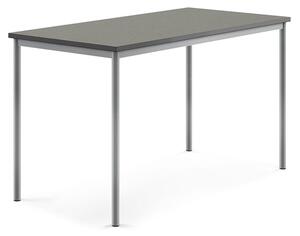 AJ Produkty Stůl SONITUS, 1600x800x900 mm, stříbrné nohy, deska s linoleem, tmavě šedá