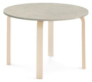 AJ Produkty Stůl ELTON, Ø 900x590 mm, bříza, akustické linoleum, šedá