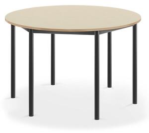 AJ Produkty Stůl BORÅS, Ø1200x720 mm, antracitově šedé nohy, HPL deska, bříza