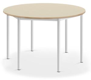 AJ Produkty Stůl BORÅS, Ø1200x720 mm, bílé nohy, HPL deska, bříza