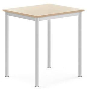 AJ Produkty Stůl BORÅS, 700x600x760 mm, bílé nohy, HPL deska, bříza