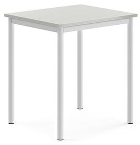 AJ Produkty Stůl SONITUS, 700x600x760 mm, bílé nohy, HPL deska tlumící hluk, šedá