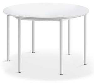 AJ Produkty Stůl BORÅS, Ø1200x720 mm, bílé nohy, HPL deska, bílá