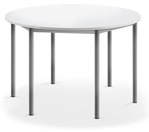 AJ Produkty Stůl BORÅS, Ø1200x720 mm, stříbrné nohy, HPL deska, bílá
