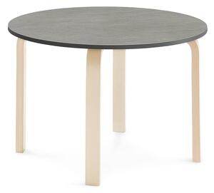 AJ Produkty Stůl ELTON, Ø 900x590 mm, bříza, akustické linoleum, tmavě šedá