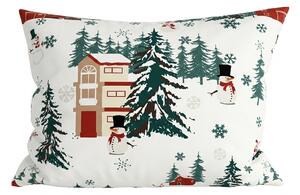 Polybavlněný povlak na polštář SNOWY HOUSES POLY 50x70 cm, bílý