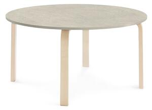 AJ Produkty Stůl ELTON, Ø 1200x590 mm, bříza, akustické linoleum, šedá