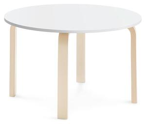 AJ Produkty Stůl ELTON, Ø 900x530 mm, bříza, akustická HPL deska, bílá