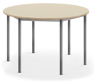 AJ Produkty Stůl BORÅS, Ø1200x720 mm, stříbrné nohy, HPL deska, bříza