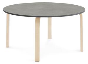 AJ Produkty Stůl ELTON, Ø 1200x590 mm, bříza, akustické linoleum, tmavě šedá