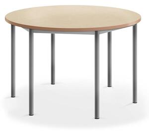 AJ Produkty Stůl SONITUS, Ø1200x720 mm, stříbrné nohy, deska s linoleem, béžová
