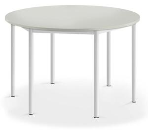 AJ Produkty Stůl BORÅS, Ø1200x720 mm, bílé nohy, HPL deska, šedá