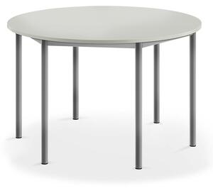 AJ Produkty Stůl BORÅS, Ø1200x720 mm, stříbrné nohy, HPL deska, šedá
