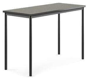 AJ Produkty Stůl SONITUS, 1400x600x900 mm, antracitově šedé nohy, deska s linoleem, tmavě šedá