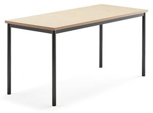 AJ Produkty Stůl SONITUS, 1600x700x760 mm, antracitově šedé nohy, deska s linoleem, béžová
