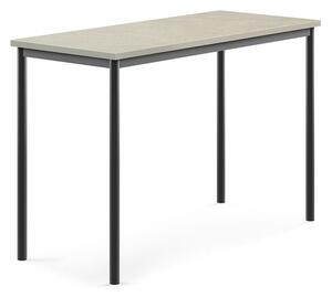AJ Produkty Stůl SONITUS, 1400x600x900 mm, antracitově šedé nohy, deska s linoleem, šedá