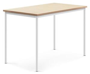 AJ Produkty Stůl SONITUS, 1400x800x900 mm, bílé nohy, deska s linoleem, béžová