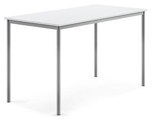 AJ Produkty Stůl BORÅS, 1600x800x900 mm, stříbrné nohy, HPL deska, bílá